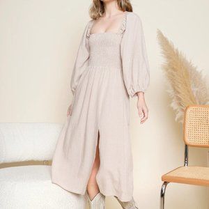 Sidney Dress in Beige Gingham